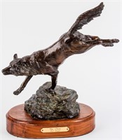 Art Bronze Wolf Sculpture The Chase Regutti