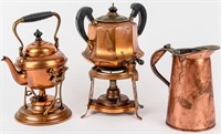 Mixed Lot Antique Copper Samovars & Pitcher