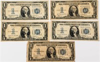Coin (5) Series 1934 $1 Silver Certificates