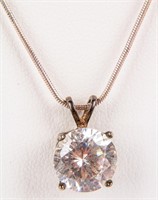 Jewelry Sterling Silver Large CZ Pendant Necklace
