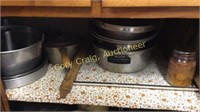 ASSORTED COOKING PANS AND SILVERWARE