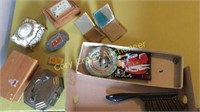 LOT OF SMALL JEWELRY BOXES, COMPACT MIRRORS, MISC