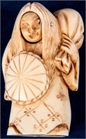 Vintage Ivory Netsuke Figurine, Revolving Head
