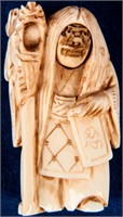 Vintage Ivory Netsuke Figurine, Revolving Head