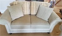 Well Maintained Love Seat ; Blue, Greys And Very