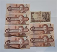 6 1986 2 Dollar Bills 
1 100 El Banco De Espana