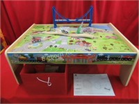 Toy Railroad Table Includes Wood Track, Trains,