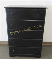Perdue 5 Drawer Chest of Drawers, Black Finish