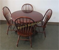 Oak Dining Set 42" Round Pedestal Table & 4 Chairs