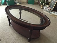 Glass Topped Oval Coffee Table