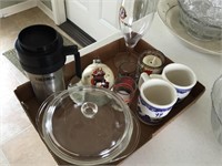 Glass Dish, Mugs, & Candles