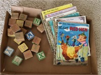 Vintage Wood Blocks & Kids Books