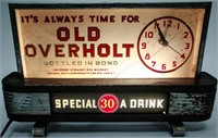 Vintage Illuminated Bar Sign Old Overholt Whiskey