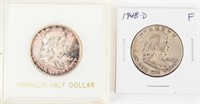 Coin 1948-D & 1961-P Franklin Silver Half Dollars