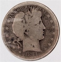 Coin 1894-S Barber Silver Half-Dollar G
