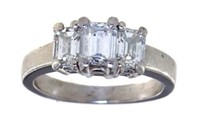 Platinum Emerald Cut 1.00 ct 3 Stone Diamond Ring