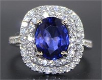 14kt Gold 4.41 ct Sapphire & Diamond Ring