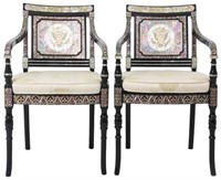 Inlaid Korean Lacquer Embassy Chairs