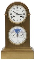 Bronze Double Dial Calendar Mantle Clock