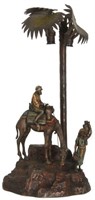 Figural Arab Cold Painted Bronze Boudoir Lamp
