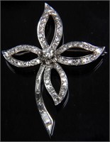 14K Gold & Diamond Floral Brooch