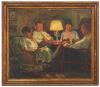 Arnold Lakhovsky O/C Interior Scene Painting