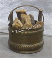 Wooden Firelogs in Metal Bucket