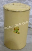 Vintage Yellow Metal Garbage Can with Lid