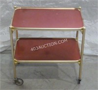 Vintage Metal Rolling Serving Tray Table Cart