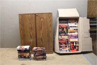 VHS CABINET AND APPROX (100) VHS TAPES