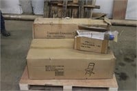 BOX OF (4) FOLDING CHAIRS, BOX OF TABLE LEGS