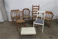 (6) CHAIRS AND FOOT STOOL