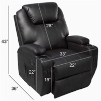 NEW HEATED MASSAGING RECLINER ROCKER CHAIR BLACK