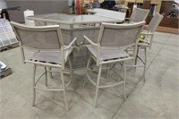 PATIO BAR TABLE AND (4) SWIVEL CHAIRS AND (2)