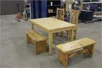 COLORADO LOG TABLE WITH (2) CHAIRS AND (2) BENCHES