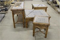 BAMBOO 4-PC GLASS TABLE TOP SET, APPROX