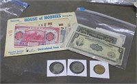 ASSORTMENT OF FOREIGN BILLS AND COINS-