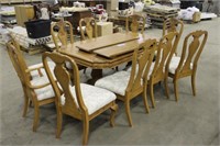 KITCHEN TABLE, APPROX 42"x66" WITH (10) CHAIRS AND