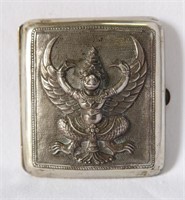 Siam Silver Cigarette Case and a Brass Trinket Box