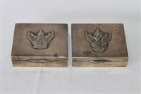 Pair of Thai Sterling Silver Card Boxes,