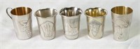 Five Russian Silver Kiddush Cups,