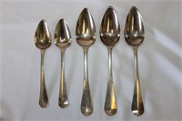 Five French Silver Serving Spoons,
