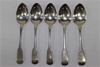 Five Victorian Sterling Silver Table Spoons,