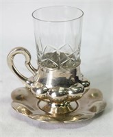 Russian Silver Cup Holder and Saucer,