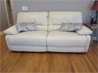 Reclining white leather couch and loveseat