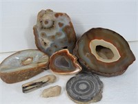 Collection of Rocks- Lace Agate Slice, Geodes....