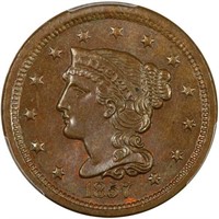 1C 1857 SMALL DATE PCGS MS65 BN