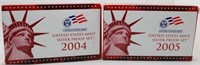 2004 & 2005 United States Mint Silver Proof Sets