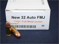 50rds of New 32 Auto FMJ 71Gr. Ammo