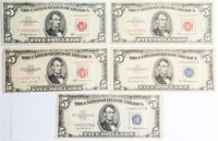 Coin Lot of (5) Assorted Date $5 Star Notes!